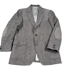 Vintage Pendleton Wool Tweed Western Blazer Jacket Elbow Patches USA Sz.44 READ